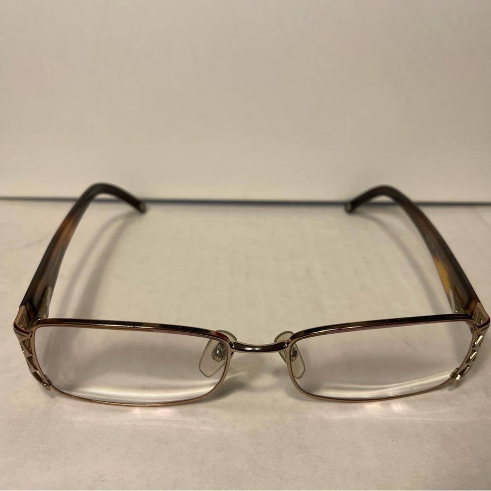 Versace Gold Brown Tortoise Rectangular Glasses I… - image 2